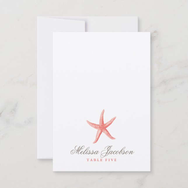 Starfish Bröllop Escort/Place Card - CORAL Inbjudningar (Framsida)