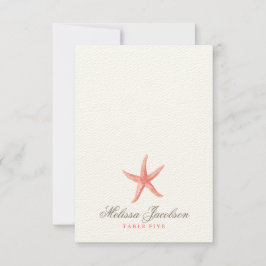 Starfish Bröllop Escort/Place Card - CORAL Inbjudningar
