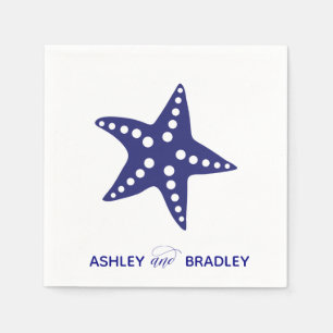 Starfish Bröllop Napkins, Beach, Navy Blue Pappersservett