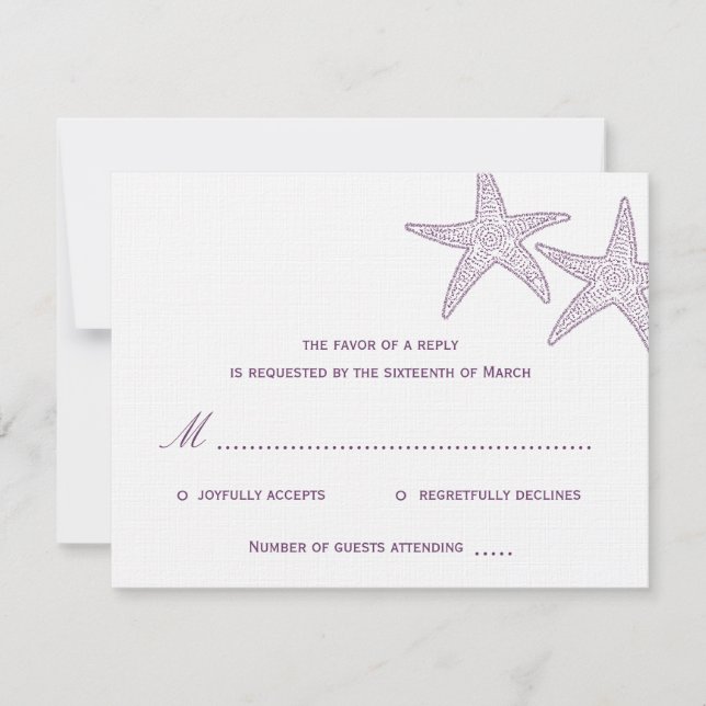 Starfish Bröllop OSA Card - Lila Kort (Framsida)