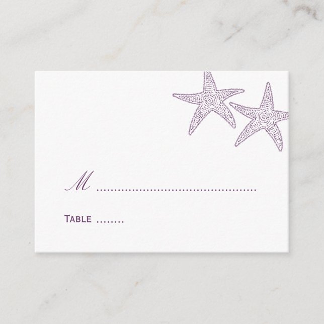 Starfish Bröllop Place Card - Lila Placeringskort (Framsida)