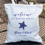 Starfish Bröllop Välkommen Bag för Beach, marinblå Tygkasse<br><div class="desc">Fyll den här vackra väskan med dina favoritsrattar för att välkomna gäster till bröllop!</div>