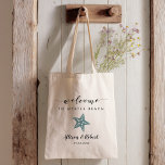 Starfish Bröllop Welcome Bag, Grått Blue Tygkasse<br><div class="desc">Fyll den här vackra väskan med dina favoritsrattar för att välkomna gäster till bröllop!</div>