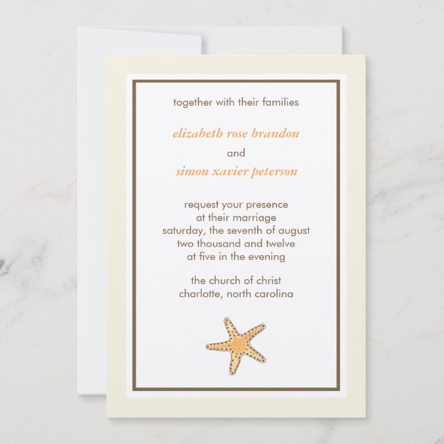 Starfish-bröllopskort Inbjudningar (Framsida)