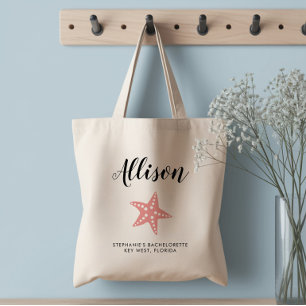 Starfish Brudtjänst Totebag för Bröllop, Rosa Tygkasse