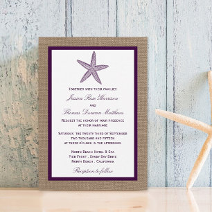 Starfish Burlap Beach Wedding Välj Färg Inbjudningar