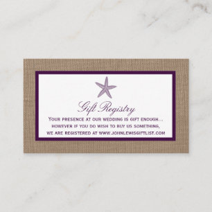 Starfish Burlap Beach Wedding   Välj Färg Tilläggskort