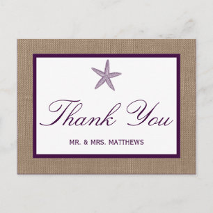 Starfish Burlap Beach Wedding   Välj Färg Vykort