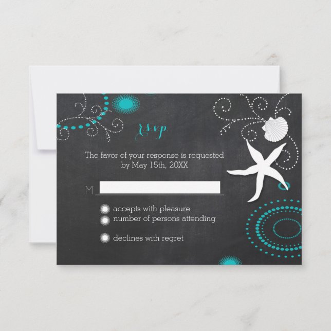 Starfish Chalkboard Beach Wedding OSA (Framsida)
