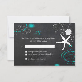 Starfish Chalkboard Beach Wedding OSA Kort