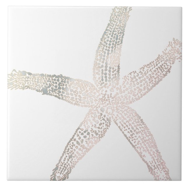 Starfish Coastal Beach Grått Grått White Large Dec Kakelplatta (Framsidan)