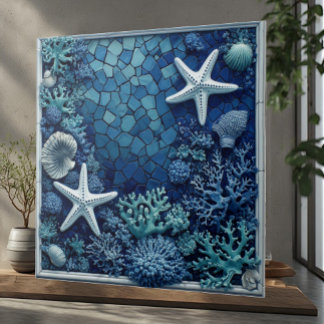 Starfish Coral Reef Seashells Coastal Decor Luxury Kakelplatta