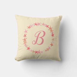 Starfish Coral Rosa and Cream Monogram Kudde