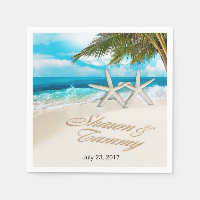 Starfish Couple BE ATT FÅ NAMN I SAND Pappersservett (Framsidan)