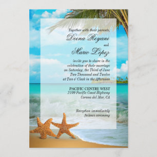 Starfish Couple Faux Vellum Overlay Embelling Inbjudningar