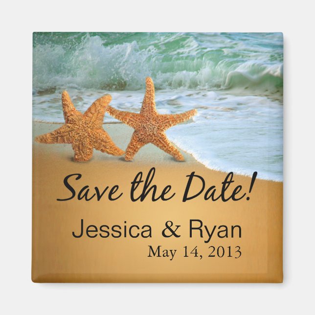 Starfish Couple på Beach Save the Date Magnet (Framsidan)