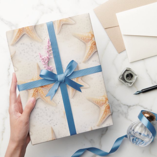 Starfish Cream Sand Ivory Beach Wedding Presentpapper (Gifting)