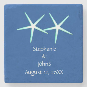 Starfish Cute par Blue White Nautical Bröllop Stenunderlägg