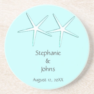 Starfish Cute par Teal White Gift Favor Bröllop Underlägg