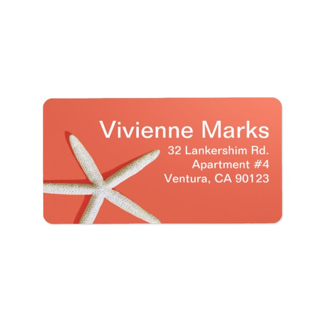 Starfish Finger Beach | Korall Adressetikett (Framsidan)