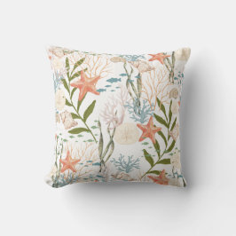 Starfish Fish Seashells Oceanlife Pattern Kudde