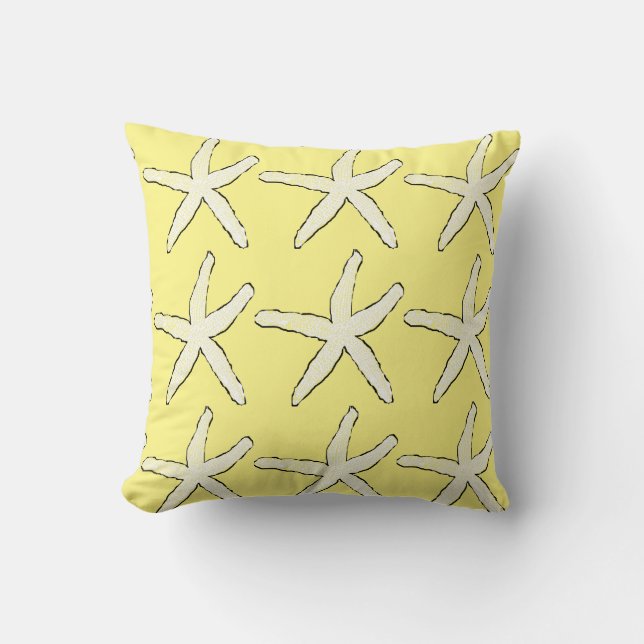 Starfish Gult White Mönster Elegant Beach Cute Kudde (Framsida)
