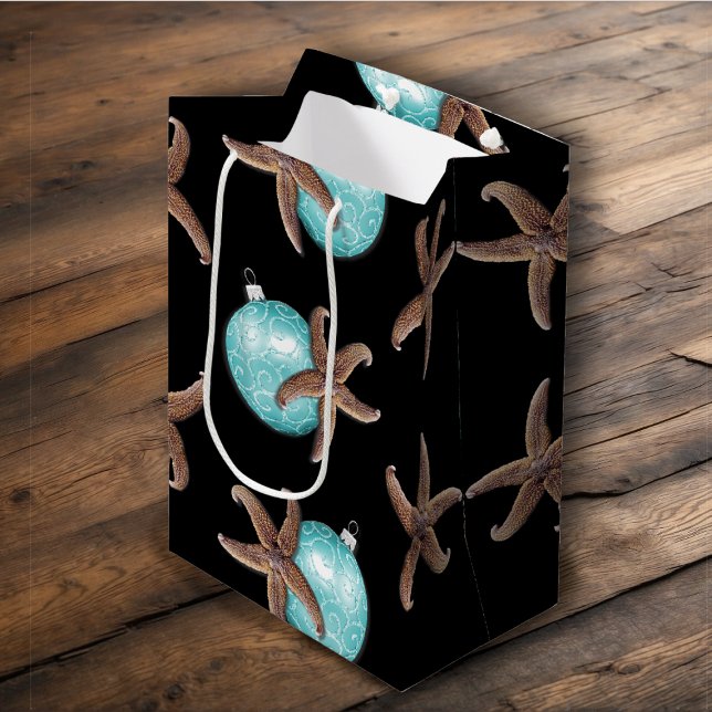 Starfish in Aqua Ornaments Black jul (Skapare uppladdad)
