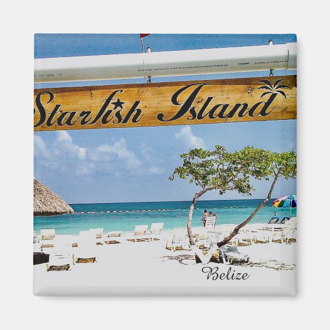 Starfish Island Belize Magnet på svenska (Framsidan)