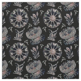 Starfish Jellyfish Sjögräs Black Mönster Tyg