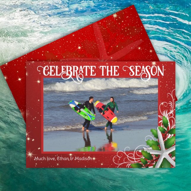 Starfish jul Twinkling Stars Photo Card Inbjudningar (Skapare uppladdad)