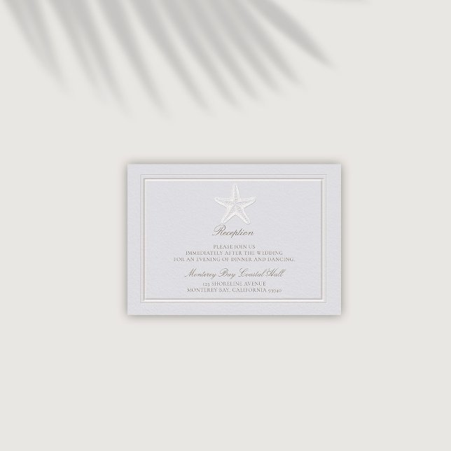 Starfish, klassat "Coastal Classification" Bröllop Tilläggskort (coastal wedding reception details card modern classic formal traditional frame faux emboss starfish)