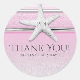 Starfish Lavender Rosa Elegant Beach Favor Runt Klistermärke
