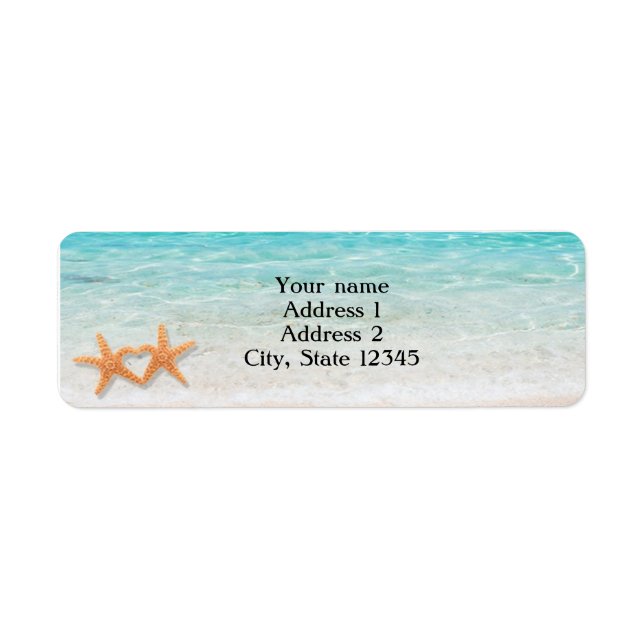 Starfish Love Ocean Beach Wedding Address Labels Returadress Etikett (Framsidan)