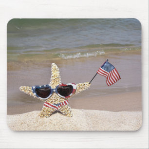 Starfish med amerikansk Flagga Musmatta