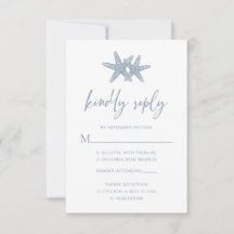 Starfish Modern Dusty Blue Beach Wedand