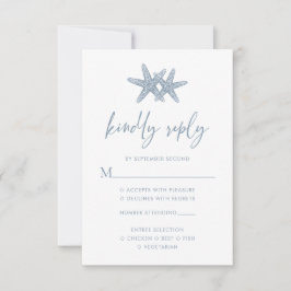 Starfish Modern Dusty Blue Beach Wedand OSA Kort