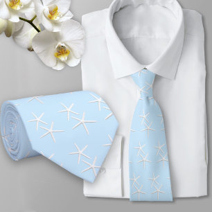 Starfish Mönster Blek Blue Beach Groom Neck Tie Slips