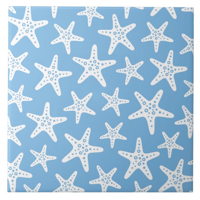 Starfish Mönster Blue Kakelplatta (Framsidan)
