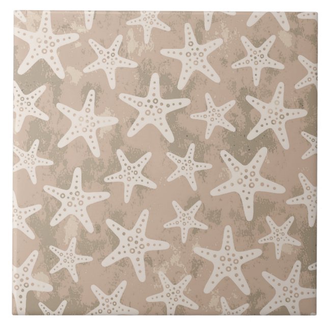 Starfish Mönster Blue Kakelplatta (Framsidan)
