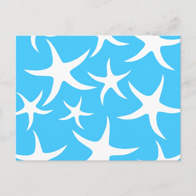 Starfish Mönster, Bright Turcos Blue and White. Vykort (Framsida)