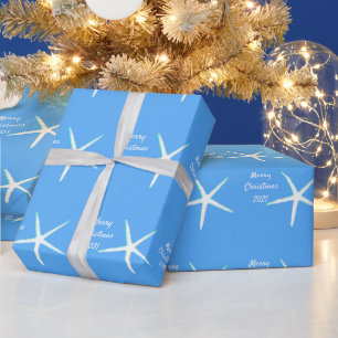 Starfish Mönster God jul 2021 Nautical Presentpapper