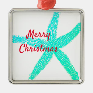 Starfish Mönster Grönt Blue Red God jul Julgransprydnad Metall