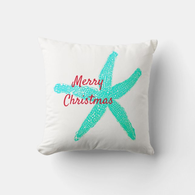 Starfish Mönster Grönt Blue Red God jul Kudde (Framsida)