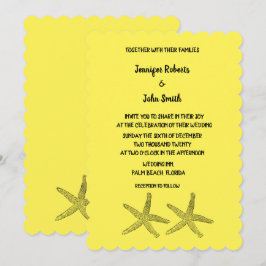 Starfish Mönster Gult Black Colorful Bröllop Inbjudningar