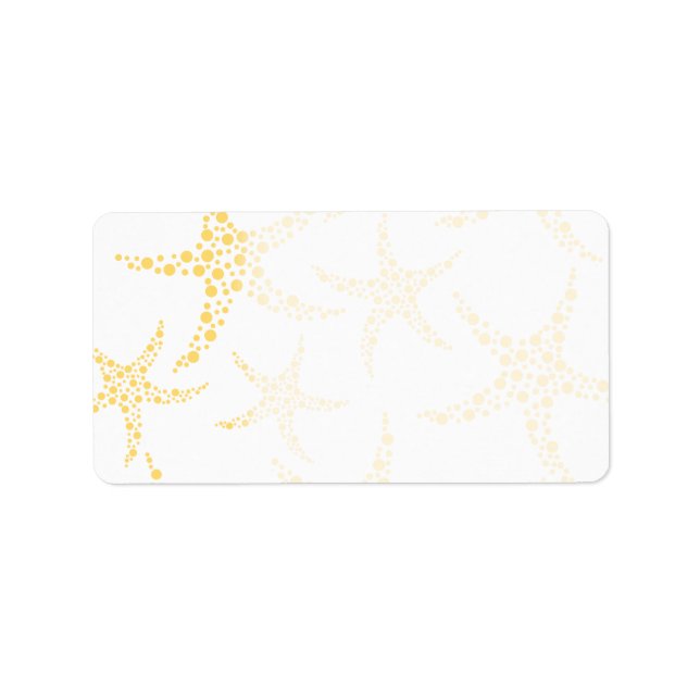 Starfish Mönster i Gult och White. Adressetikett (Framsidan)