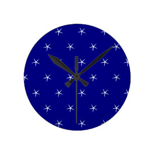 Starfish Mönster Navy Blue Anpassningsbar Nautical Rund Klocka