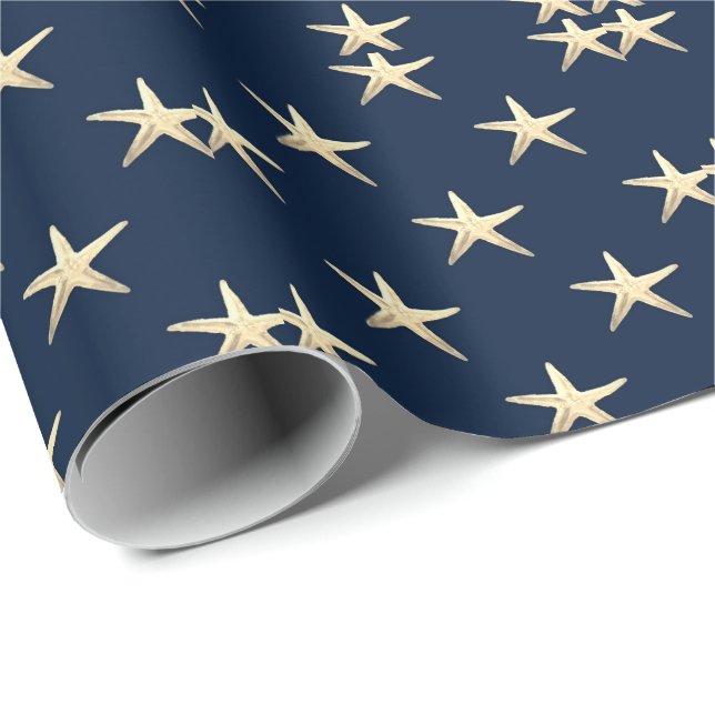 Starfish mönster på solid bakgrund presentpapper (Rullad Hörn)
