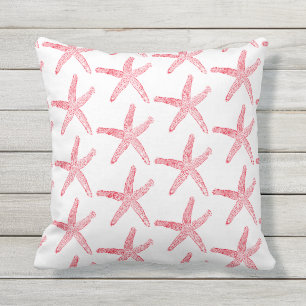 Starfish Mönster Red White Nautical Beach Decor Kudde
