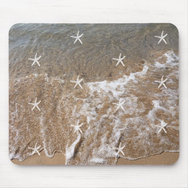 Starfish Mönster White Vatten Beach Nautical Gift Musmatta (Framsidan)