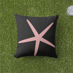 Starfish Nautical Beach Coral Rosa Black Anpassnin Kudde